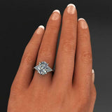 Round Cluster Accents Solitaire Ring 3ct Oval Cut Diamond 14k Yellow Gold Finish