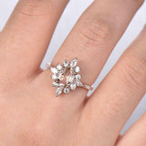 1.7ct Oval Cut Peach Morganite Fancy Floral Engagement Ring 14k Rose Gold Finish