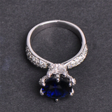 2ct Round Cut Blue Sapphire Engagement Ring 18k WhiteGold Over Accents Solitaire