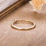 0.1ct Round Cut Simulated Sapphire Bezel Set Dainty Ring 14k Yellow Gold Plated