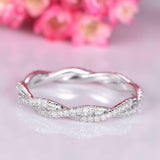 1.2ct Round Cut Diamond Wedding Ring Band Infinity Eternity 14k WhiteGold Finish