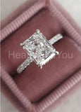 2.45ct Radiant Cut Simulated Diamond Hidden Halo Ring 14k White Gold Plated