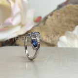 0.5ct Baguette Cut Simulated Blue Sapphire Bypass Ring 14k White Gold Plated