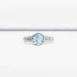 2ct Round Blue Aquamarine Diamond Accent with Solitaire Ring 14k White Gold Over