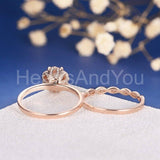 2ct Round Cut Simulated Peach Morganite Flower Bridal Set 14k Rose Gold Plated