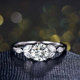 1.2ct Round Cut Diamond Engagement Ring Floral Leaf Solitaire 14k WhiteGold Over