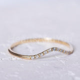 0.15ct Round Moissanite Curved Anniversary Engagement Ring 14K YellowGold Plated