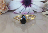 1ct Engagement Ring Pear Cut Diamond Solitaire with Accents 14k YellowGold Over