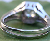 Halo Split Shank Engagement Ring 1.3ct Asscher Cut Diamond 14k White Gold Finish