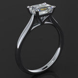 1ct Emerald Cut Diamond Engagement Ring 14k WhiteGold Finish East West Solitaire
