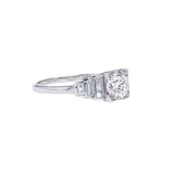 2.3ct Round Cut Diamond Solitaire Step Baguette Accents Ring 14k White Gold Over