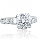 2.9ct Round Cut Diamond Engagement Ring Accents Solitaire 14k White Gold Finish