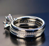 1.2ct Round Cut Diamond Engagement Ring 14k White Gold Finish Solitaire Trio Set