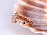 2.3ct Oval Cut Peach Morganite Engagement Ring Halo Solitaire 14k Rose Gold Over
