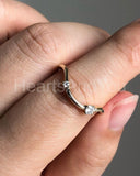 0.1ct Round Cut Moissanite Two Stone Stackable Women Band 14k Yellow Gold Plated