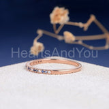0.3ct Round Cut Simulated Blue Sapphire Half Eternity Band 14k White Gold Plated