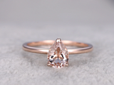 0.5ct Pear Cut Peach Morganite Engagement Ring Solitaire Women 14k RoseGold Over