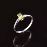 0.35ct Engagement Ring Oval Cut Green Peridot Solitaire 14k White Gold Finish