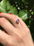 2.3ct Engagement Ring Oval Cut Pink Sapphire Diamond Halo 14k White Gold Finish