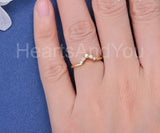 0.2ct Round Cut Moissanite Curved Stackable Wedding Band 14k Yellow Gold Plated