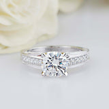 2.5ct Round Cut Diamond Milgrain Solitaire with Accents Ring 14k White Gold Over