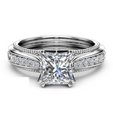 1.9ct Princess Cut Diamond Engagement Ring 14k White Gold Finish Art Deco Unique
