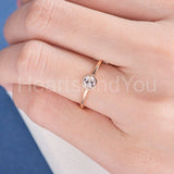 1ct Round Cut Simulated Morganite Bezel Set Engagement Ring 14k Rose Gold Plated