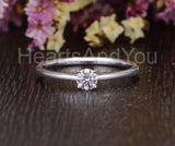 0.3ct Round Cut Moissanite Solitaire Women Engagement Ring 14k White Gold Plated