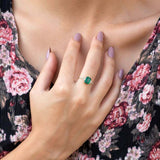 2.3ct Engagement Ring Green Emerald Cut Diamond Round Accent 14k YellowGold Over