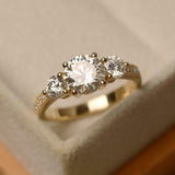 2.2ct Engagement Ring Round Diamond Solitaire with Accent 14k Yellow Gold Finish
