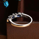 1.5ct Oval Cut Blue Sapphire Wedding Band Unique Stylish 14k White Gold Finish
