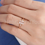 1.2ct Emerald Cut Simulated Peach Morganite Five Stone Ring 14k Rose Gold Plated