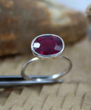 2ct Engagement Ring Oval Cut Pink Ruby Bezel Set Solitaire 14k White Gold Finish