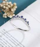 0.55ct Round Cut Moissanite Curved Women Wedding Band 14k White Gold Plated