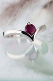0.5ct Round Cut Pink Ruby Engagement Ring Solitaire Curved 14k White Gold Finish