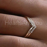 0.3ct Round Cut Moissanite Curved Minimalist Wedding Band 14k Yellow Gold Plated