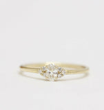 1.2ct Oval Cut Diamond Engagement Ring Petite Minimalist 14k Yellow Gold Finish