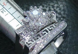 2.5ct Round Cut Diamond Engagement Ring 14k White Gold Finish Floral Bridal Set