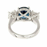 3ct Round Cut Blue Sapphire Engagement Ring Trilogy 14k White Gold Finish