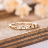 0.2ct Round Cut Moissanite Dainty Promise Wedding Band 14k Yellow Gold Plated
