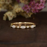 1ct Marquise Diamond Wedding Band Half Eternity Stackable 14k Yellow Gold Finish