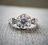 1.5Ct Round Cut Diamond Antique Vintage Engagement Ring 18K White Gold Finish