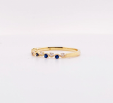 0.5ct Round Cut Simulated Blue Sapphire Wave Wedding Band 14k Yellow Gold Plated