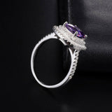 2ct Cushion Cut Purple Amethyst Engagement Ring 14k WhiteGold Finish Double Halo