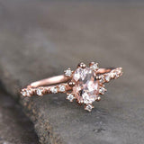 2ct Engagement Ring Oval Cut Peach Morganite Turtle Art Deco 14k Rose Gold Over