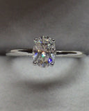 0.2ct Oval Cut Simulated Diamond Solitaire Engagement Ring 14k White Gold Plated