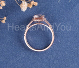 3ct Radiant Cut Simulated Morganite Halo Engagement Ring 14k Rose Gold Plated