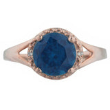 2.3ct Engagement Ring Round London Blue Topaz Split Shank 14k Rose Gold Finish