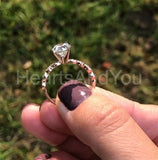 0.45ct Round Cut Moissanite Solitaire with Accents Ring 14k White Gold Plated