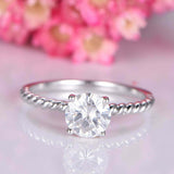 1.3ct Round Cut Diamond Twist Promise Band Engagement Ring 14k White Gold Finish